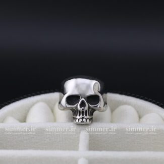 انگشتر اسکلت استیل نقره‌ای